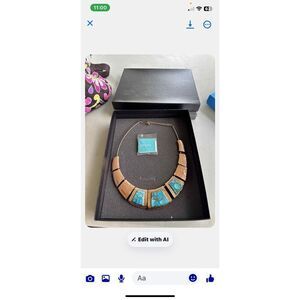 Jay King Mine Finds Hammered Copper & Turquoise Statement Bib Necklace NIB